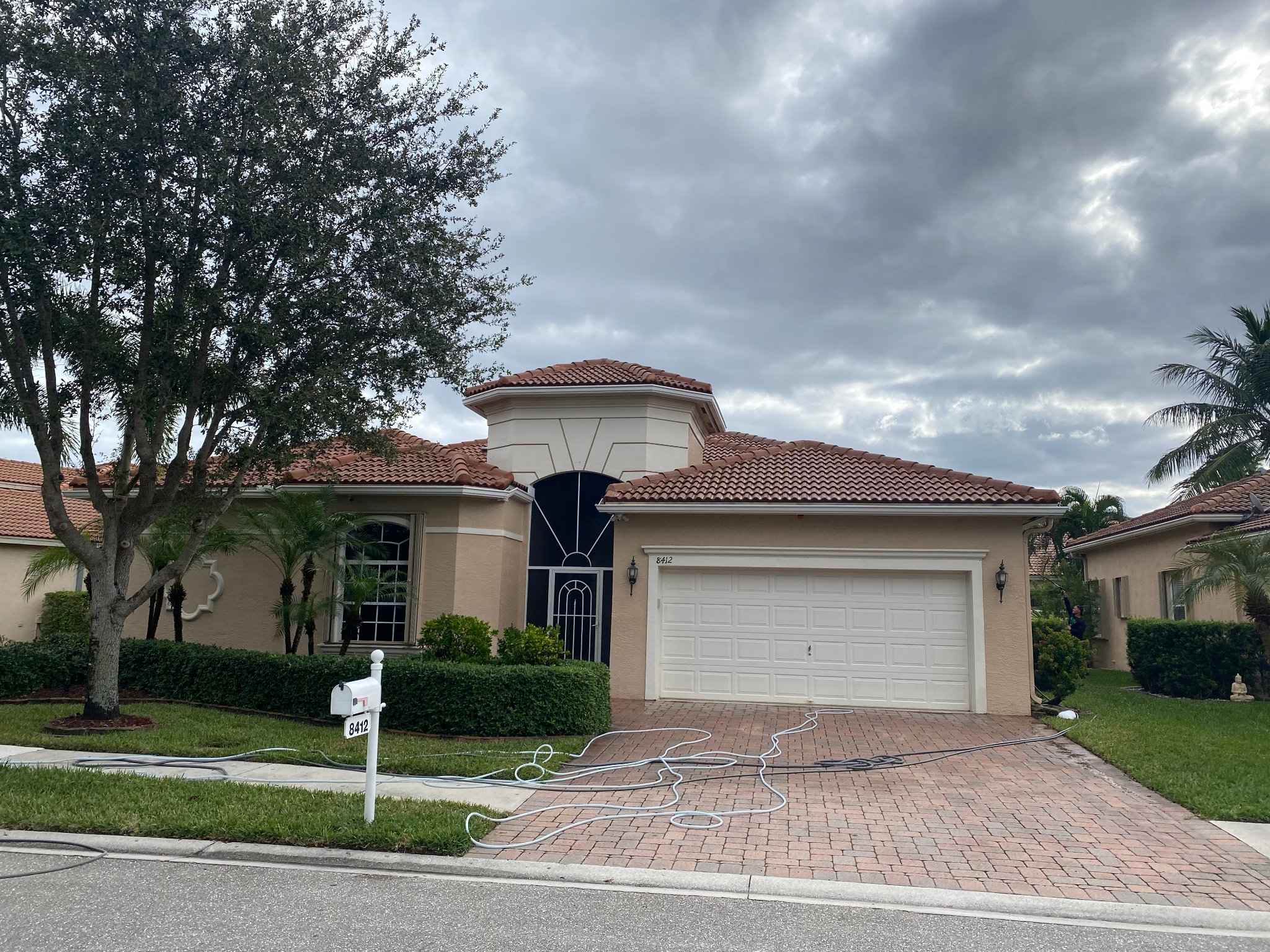 Tile Roof Cleaning in Progress